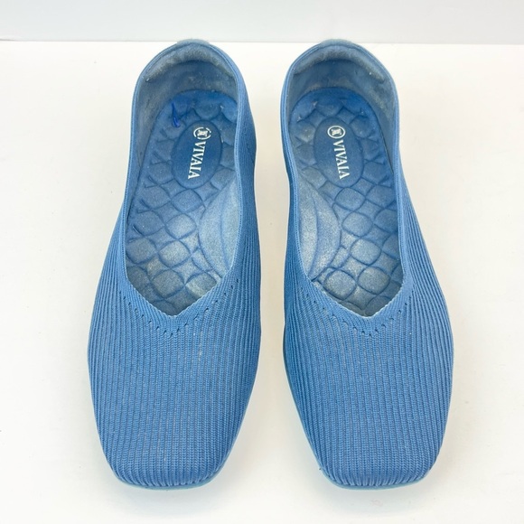 Vivaia Shoes Womens US 9.5 EU 40 Wide Margot Square Toe Blue Knit Comfort - Picture 1 of 8